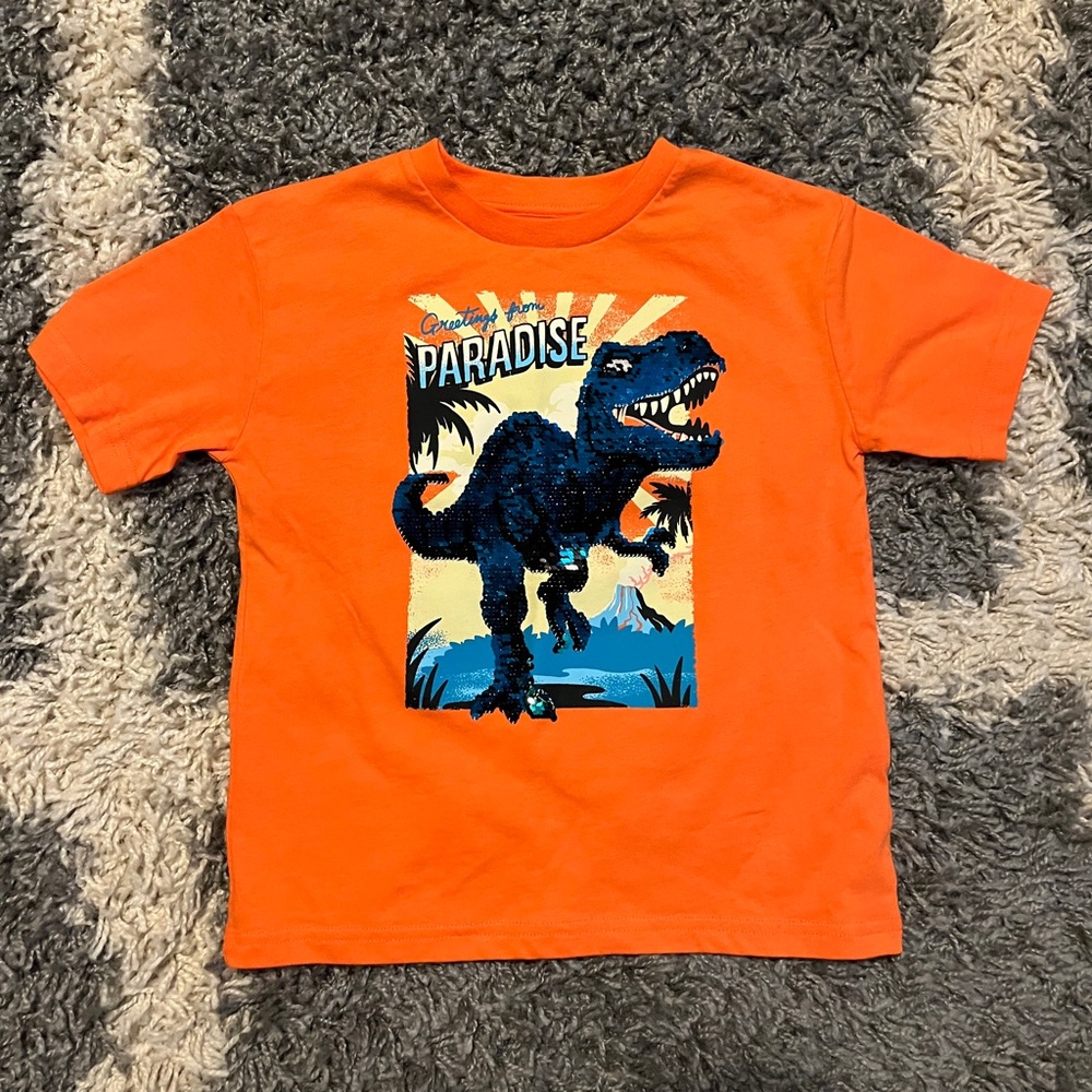 Orange Dinosaur Graphic Kids T-Shirt, size 5